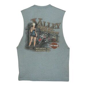 Harley Davidson T-Shirt Mens Size Small Sleeveless Belmont Ohio Valley gray girl